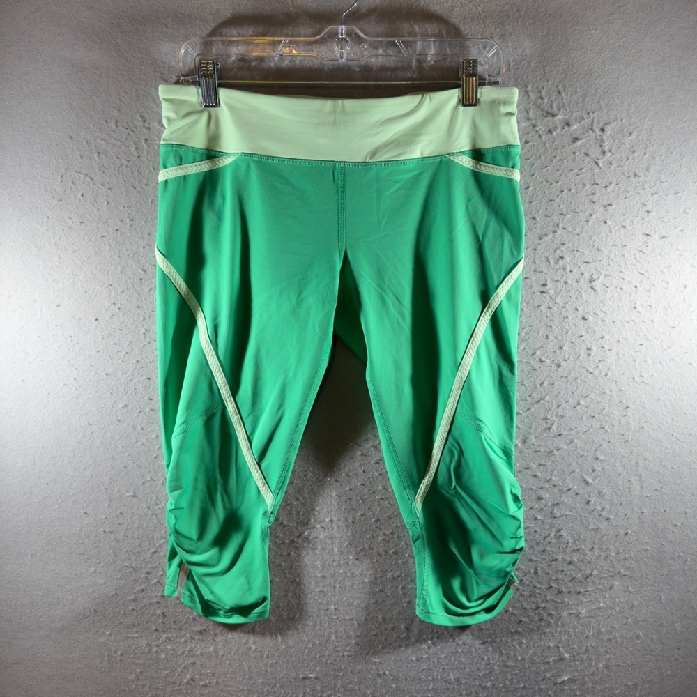 1621 | Lululemon Turbo Run Crop Athletic Running Leggings Green Womens 10